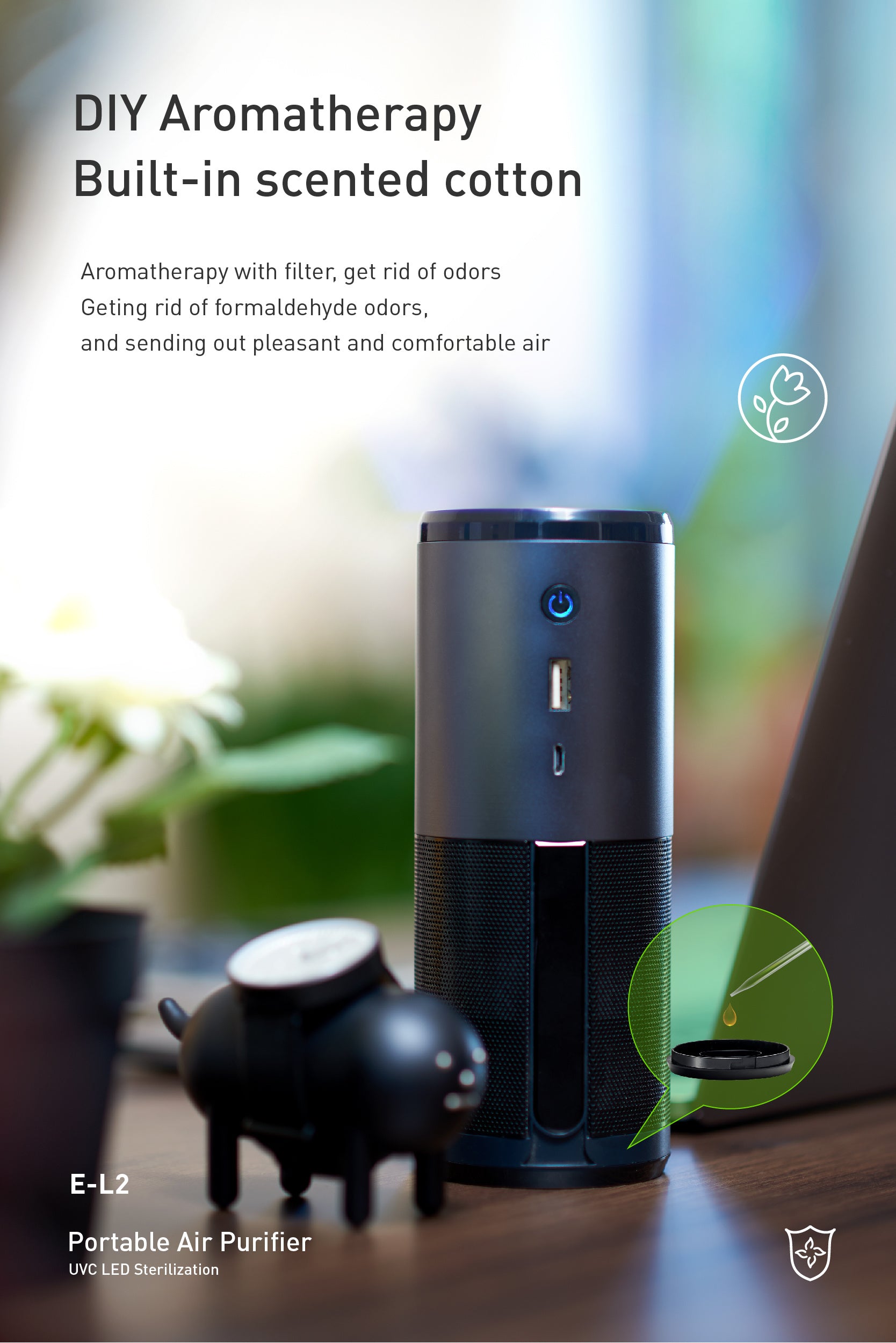 PureBreeze™ Mini Car Air Purifier — HEPA Ionizer with Touch Control
