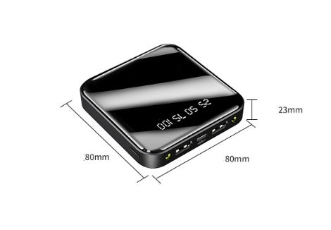 Mini Power Bank 20000 mAh – Portable Mirror Digital Display Fast Charger for iPhone, Samsung & Android