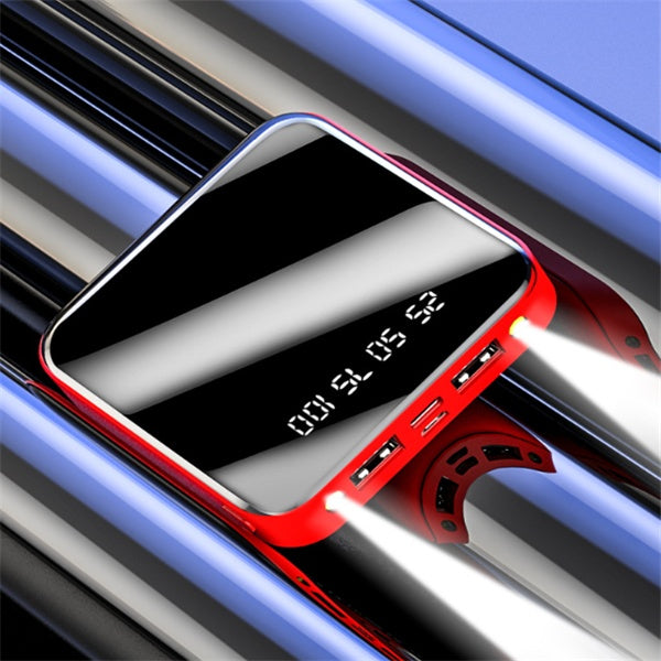 Mini Power Bank 20000 mAh – Portable Mirror Digital Display Fast Charger for iPhone, Samsung & Android