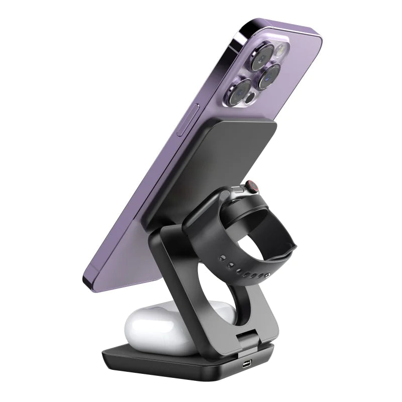 Magnetic 3-in-1 Wireless Charging Phone Stand