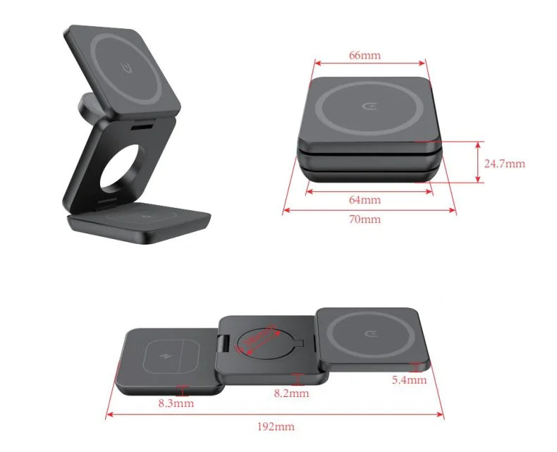 Magnetic 3-in-1 Wireless Charging Phone Stand
