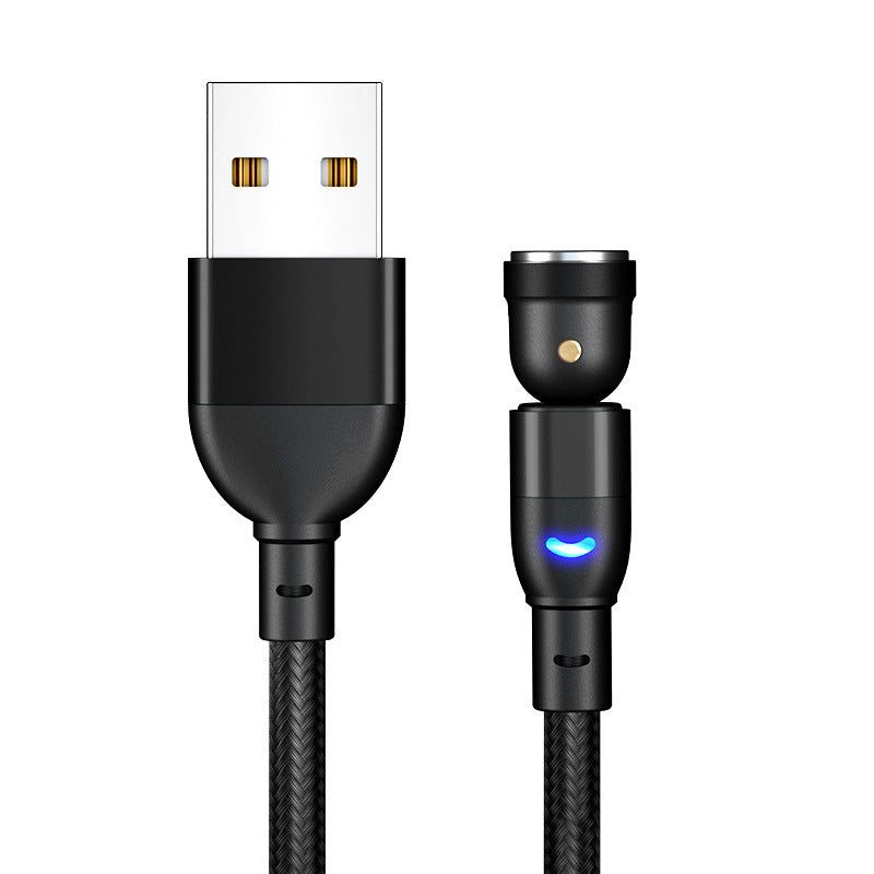540° Rotating Magnetic 3-in-1 Charging Cable (Fast Charger for iPhone, Type-C & Micro USB)
