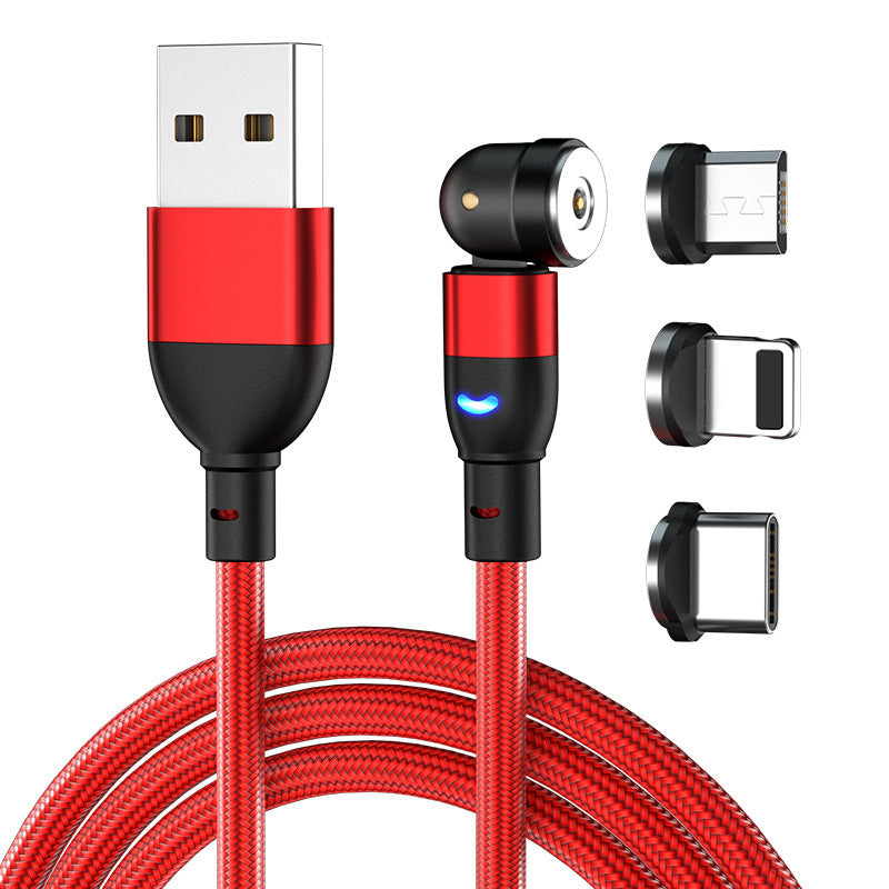 540° Rotating Magnetic 3-in-1 Charging Cable (Fast Charger for iPhone, Type-C & Micro USB)
