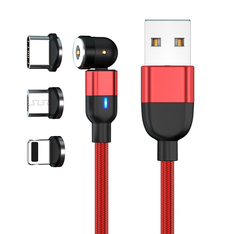 540° Rotating Magnetic 3-in-1 Charging Cable (Fast Charger for iPhone, Type-C & Micro USB)