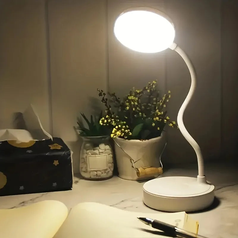Flexible LED Desk Lamp with 3-Level Dimmer, USB Powered, Eye-Caring, Warm, White Light, Perfect for Home, Office, Reading, Study