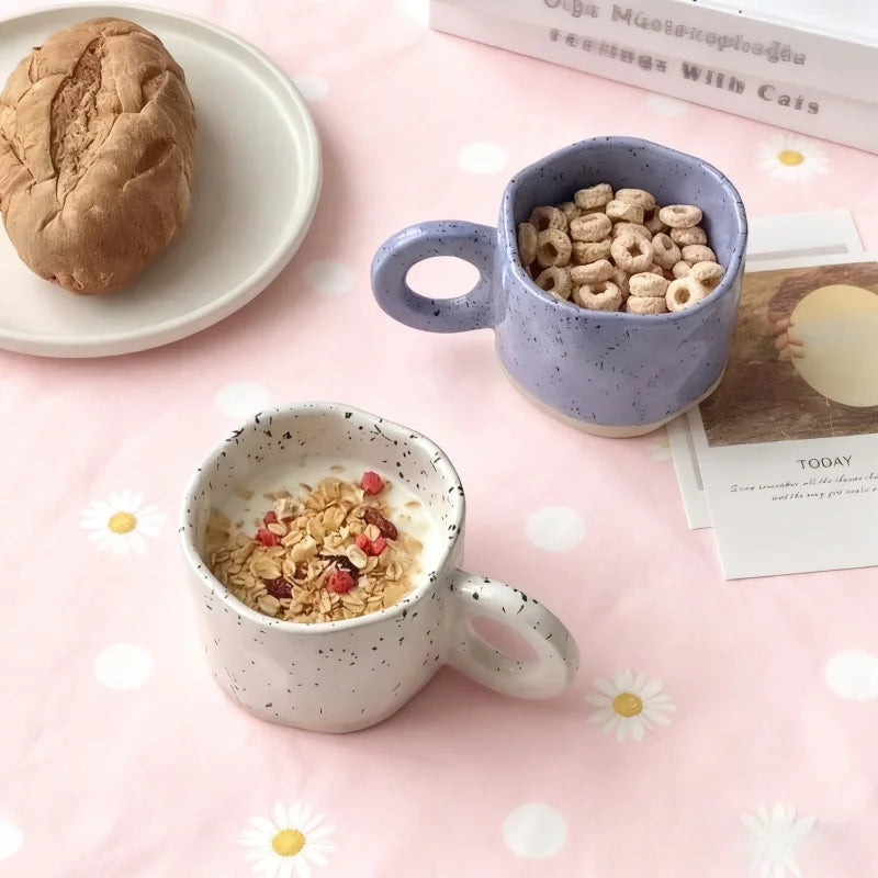 Korean Style Handcrafted Ceramic Coffee Mug – Splashed Ink Design | Eco-Friendly | 350ml ☕✨