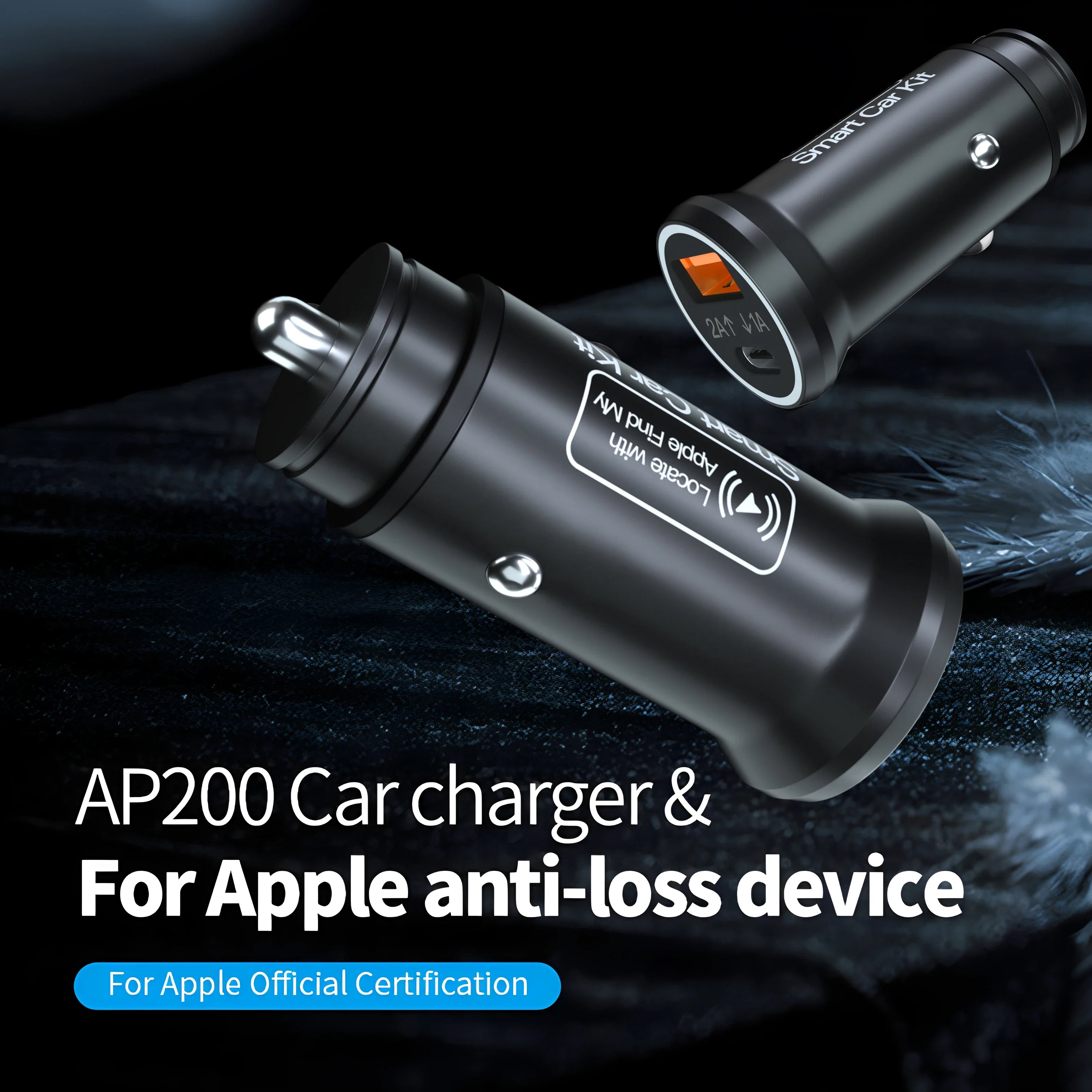AKAMATE™ 2-in-1 Smart Car Charger & GPS Tracker – 20 W Fast Charge + Apple Find My Integration”