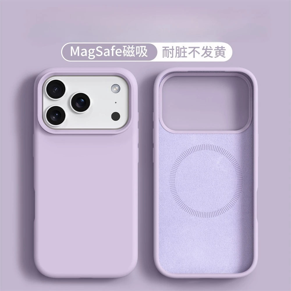 Liquid Silicone Magnetic for MagSafe Phone Case for IPhone 17 16 Pro Max 17 Ari Solid Color Skin Protection Soft Back Cover