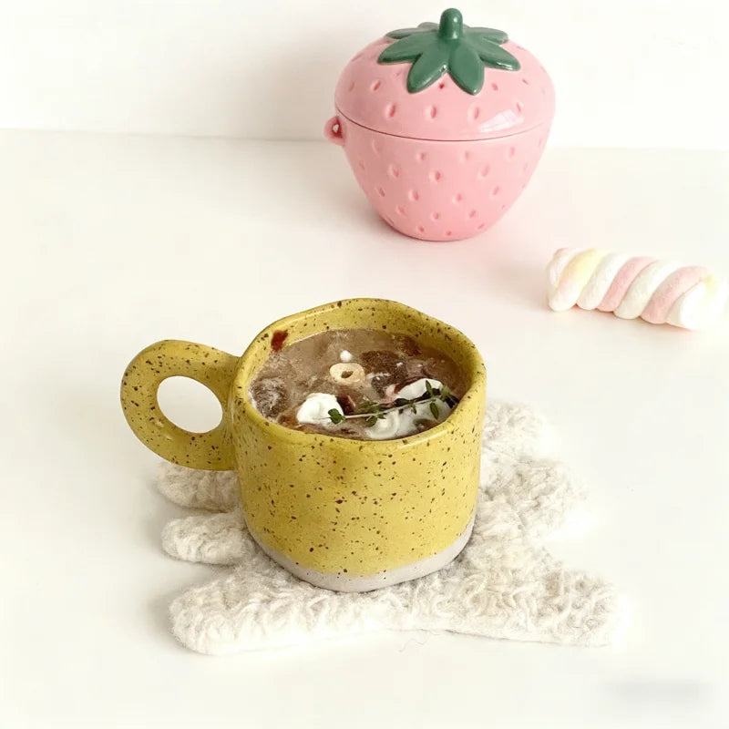 Korean Style Handcrafted Ceramic Coffee Mug – Splashed Ink Design | Eco-Friendly | 350ml ☕✨