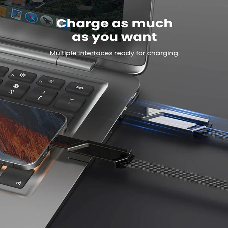 4 In 1 PD 65W USB Type C Data Cable Fast Charging For iPhone 15 14 13 12 11 Samsung Xiaomi Redmi Huawei Wire Cable Fast Charger