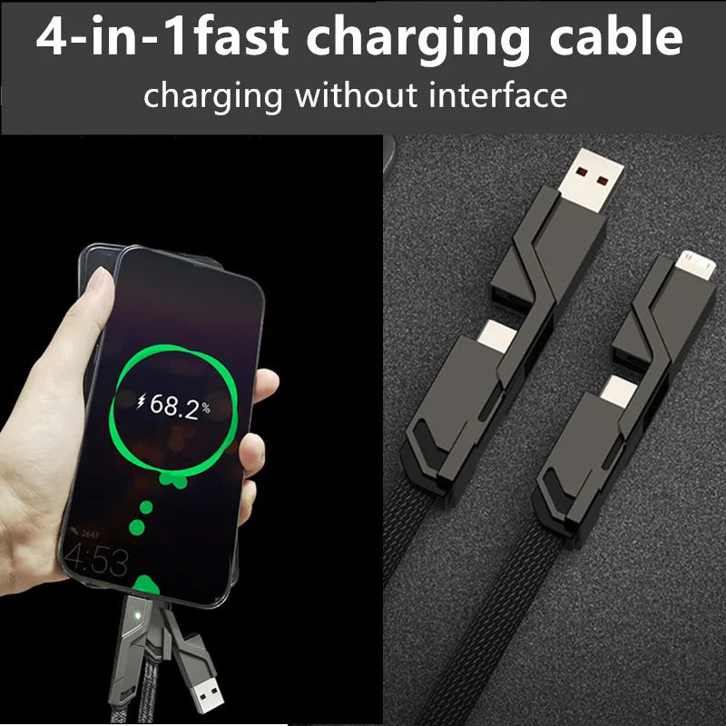 4 In 1 PD 65W USB Type C Data Cable Fast Charging For iPhone 15 14 13 12 11 Samsung Xiaomi Redmi Huawei Wire Cable Fast Charger