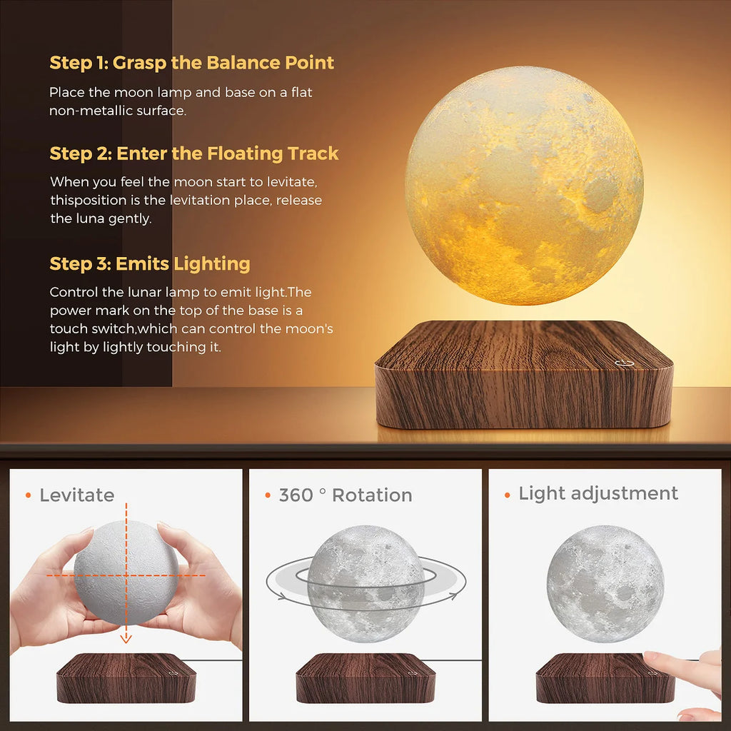 ✨ Limited Edition Levitating Moon Lamp – Magnetic Floating 3D Printed Light