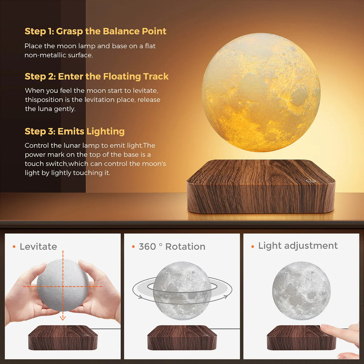 ✨ Limited Edition Levitating Moon Lamp – Magnetic Floating 3D Printed Light