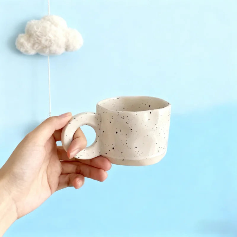 Korean Style Handcrafted Ceramic Coffee Mug – Splashed Ink Design | Eco-Friendly | 350ml ☕✨