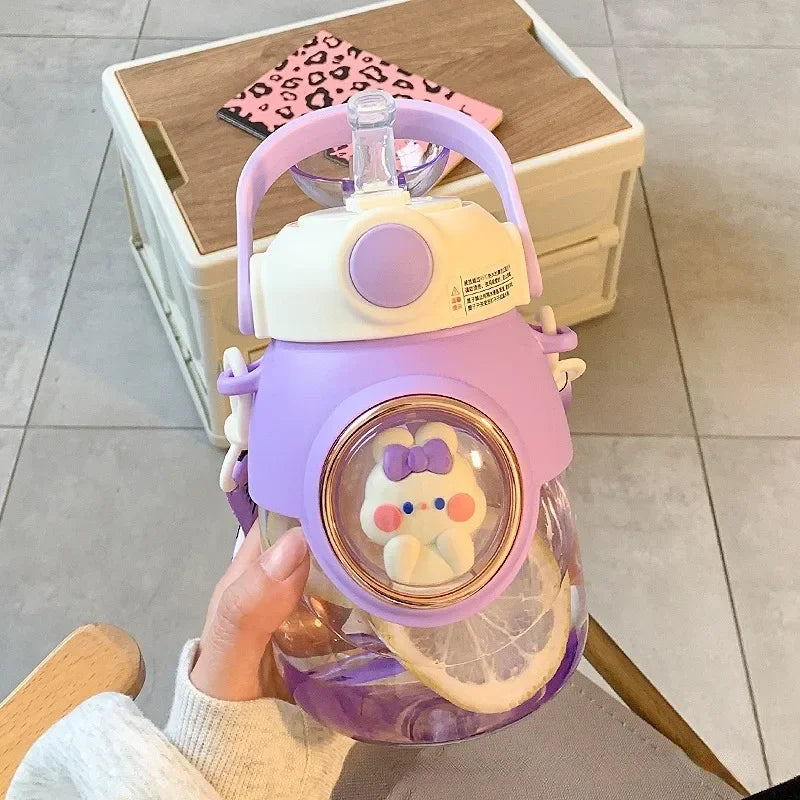 Kids Cute Water Bottle 820ml with Straw & Handle 🧸🐼 | Leak-Proof School & Travel Bottle | BPA-Free | Free Shipping
