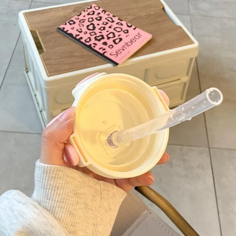 Kids Cute Water Bottle 820ml with Straw & Handle 🧸🐼 | Leak-Proof School & Travel Bottle | BPA-Free | Free Shipping