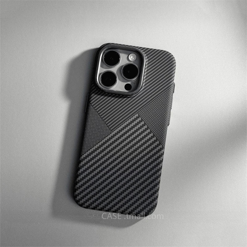 Relief Carbon Fiber MagSafe Case for iPhone – Shockproof + Magnetic Ring | Luxury Metal & Forged Carbon Design