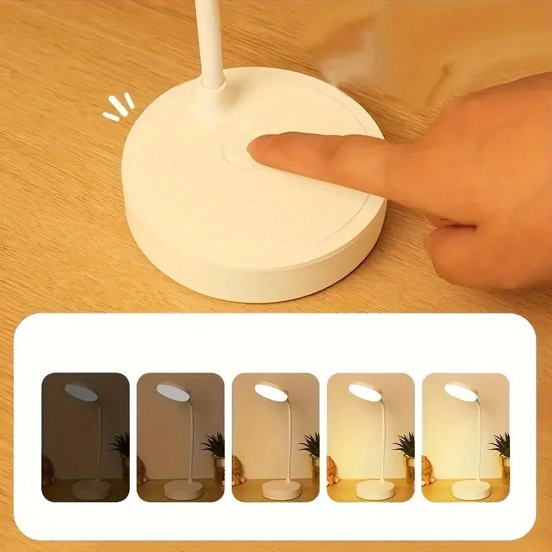 Flexible LED Desk Lamp with 3-Level Dimmer, USB Powered, Eye-Caring, Warm, White Light, Perfect for Home, Office, Reading, Study