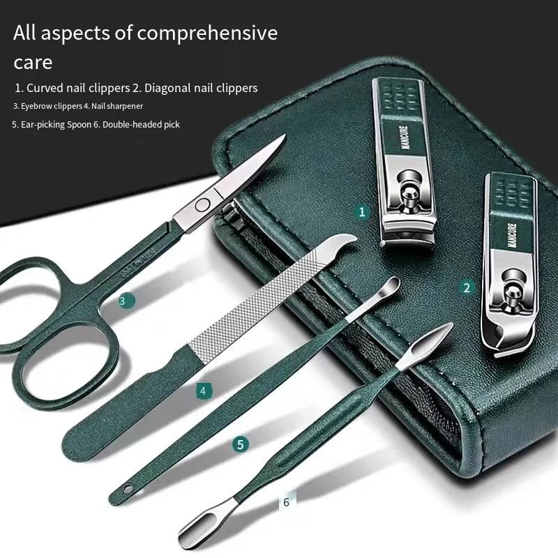 6-in-1 Premium Stainless Steel Nail Clipper Grooming Set ✂️💅 | Manicure & Pedicure Kit | Portable Travel Case