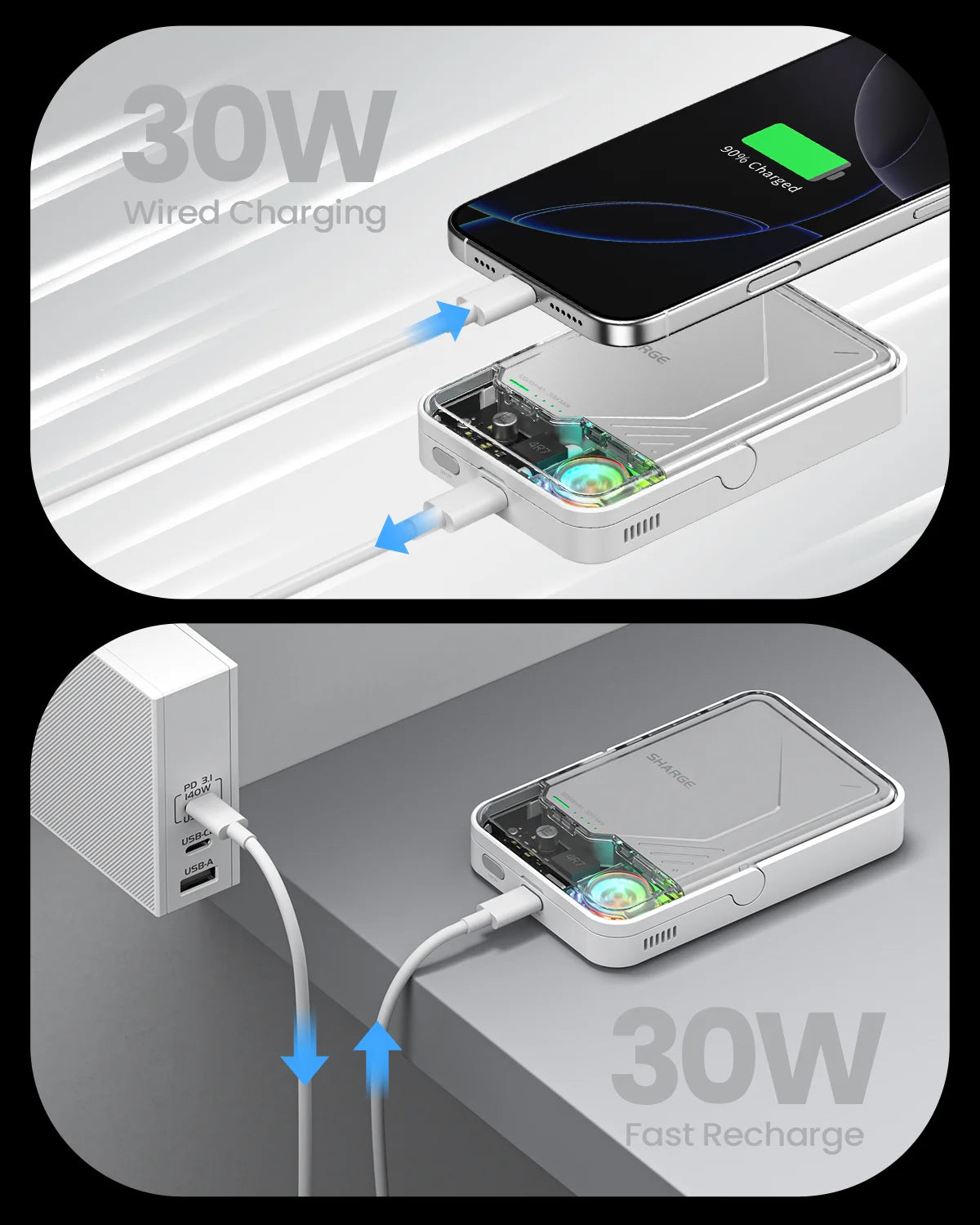 SHARGE ICEMAG 2 MagSafe Power Bank 15W Qi2 Portable Charger with Active Cooling 10000mAh Battery Pack for iPhone 16/15 Galaxy