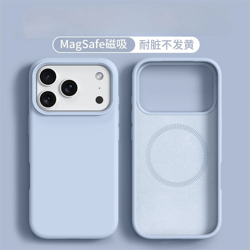 Liquid Silicone Magnetic for MagSafe Phone Case for IPhone 17 16 Pro Max 17 Ari Solid Color Skin Protection Soft Back Cover