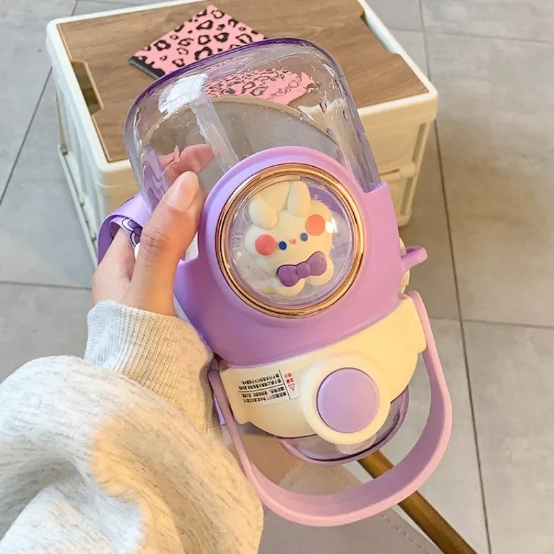 Kids Cute Water Bottle 820ml with Straw & Handle 🧸🐼 | Leak-Proof School & Travel Bottle | BPA-Free | Free Shipping