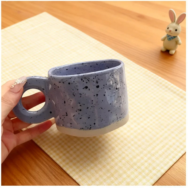 Korean Style Handcrafted Ceramic Coffee Mug – Splashed Ink Design | Eco-Friendly | 350ml ☕✨