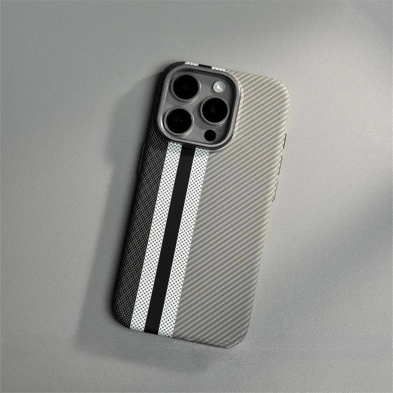 Relief Carbon Fiber MagSafe Case for iPhone – Shockproof + Magnetic Ring | Luxury Metal & Forged Carbon Design