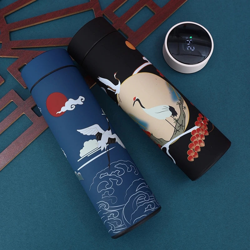 Smart Temperature Display Thermal Bottle – Chinese Style Stainless Steel Vacuum Flask (12–24H Hot & Cold)