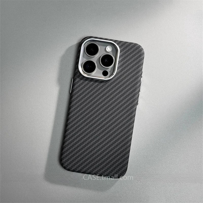 Relief Carbon Fiber MagSafe Case for iPhone – Shockproof + Magnetic Ring | Luxury Metal & Forged Carbon Design