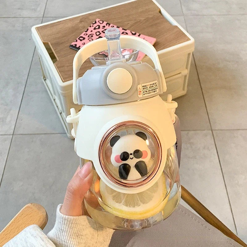 Kids Cute Water Bottle 820ml with Straw & Handle 🧸🐼 | Leak-Proof School & Travel Bottle | BPA-Free | Free Shipping