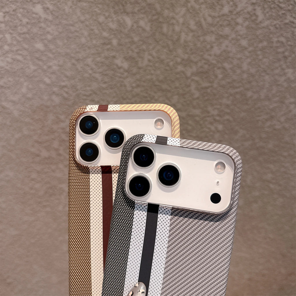 Kevlar Carbon Fiber Stripe Case for iPhone 17/16| Shockproof Anti-Slip MagSafe Ready 💪📱