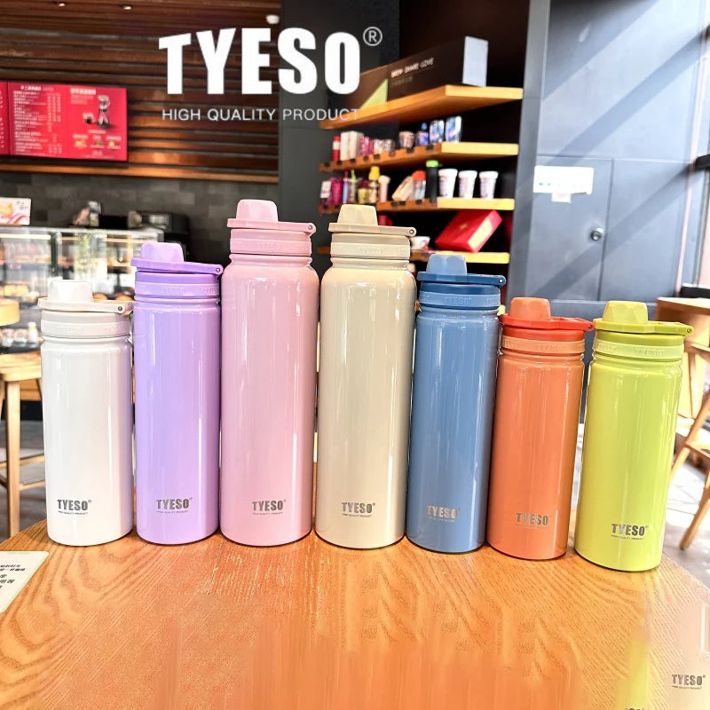 TYESO Thermal Stainless Steel Bottle – Leak-Proof Vacuum Flask (Keeps Drinks Hot & Cold 12H)