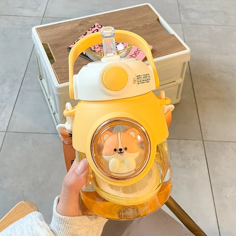 Kids Cute Water Bottle 820ml with Straw & Handle 🧸🐼 | Leak-Proof School & Travel Bottle | BPA-Free | Free Shipping