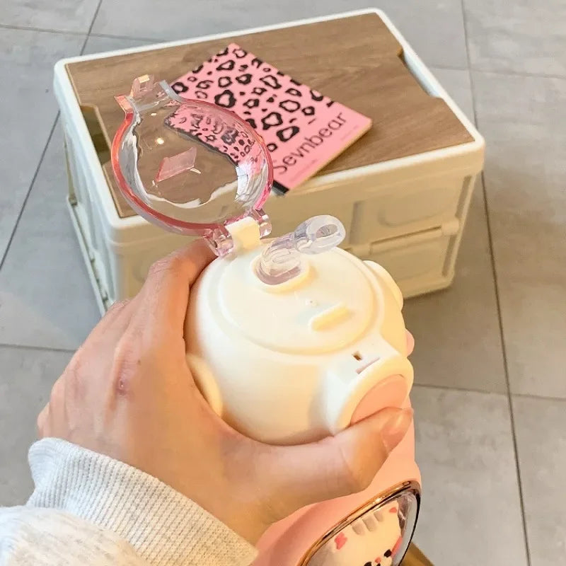 Kids Cute Water Bottle 820ml with Straw & Handle 🧸🐼 | Leak-Proof School & Travel Bottle | BPA-Free | Free Shipping