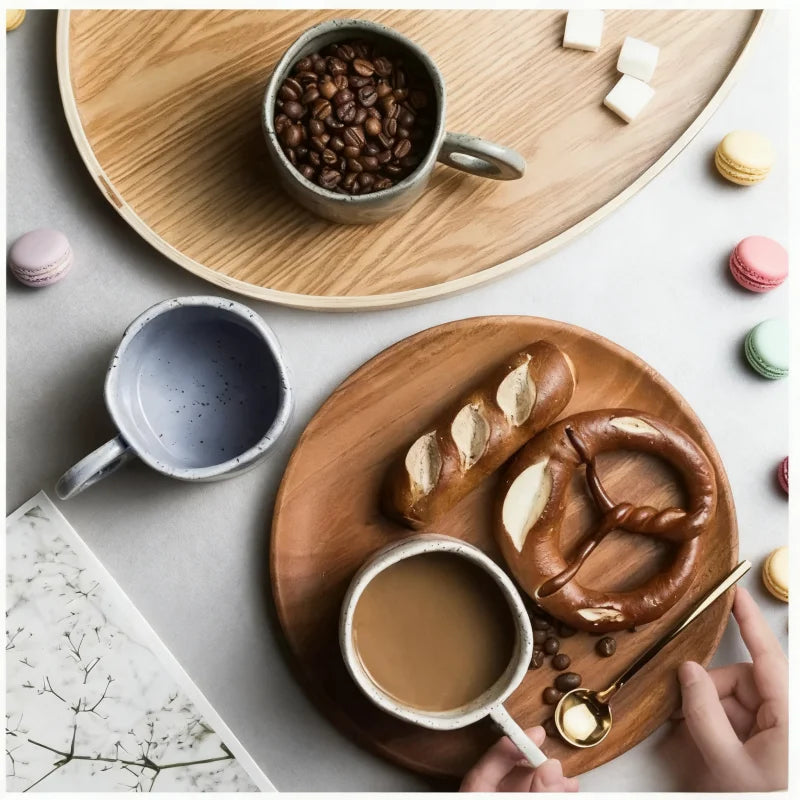 Korean Style Handcrafted Ceramic Coffee Mug – Splashed Ink Design | Eco-Friendly | 350ml ☕✨