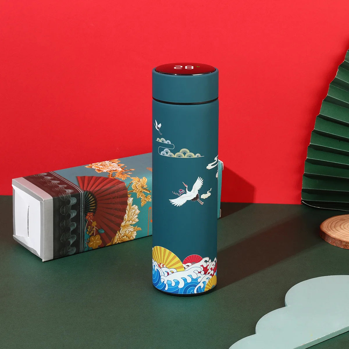 Smart Temperature Display Thermal Bottle – Chinese Style Stainless Steel Vacuum Flask (12–24H Hot & Cold)